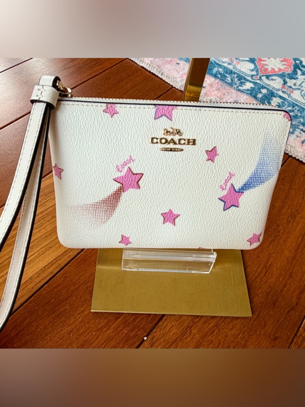 Coach Corner Zip Wristlet with Disco Star Print Coated Canvas. EUC - Picture 2 of 8